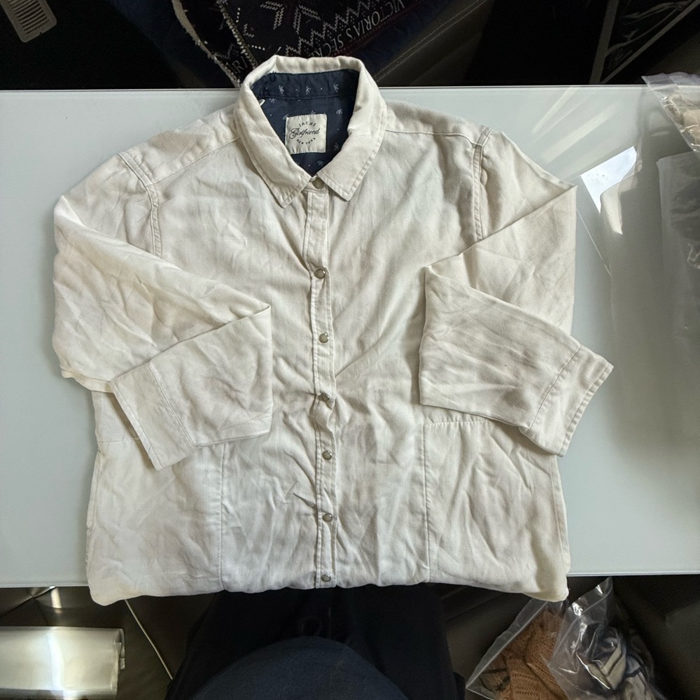 Jachs Girlfriend Cream Button-Up Shirt Jacket